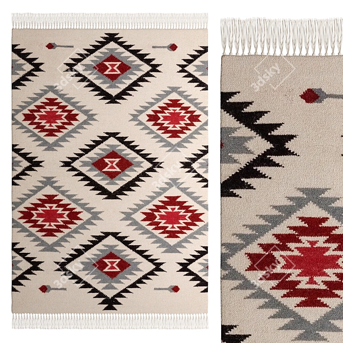 Zohra Beige Handwoven Kilim Rug 3D model image 1