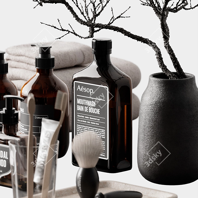 Sleek Bathroom Accessory Set 3D model image 2