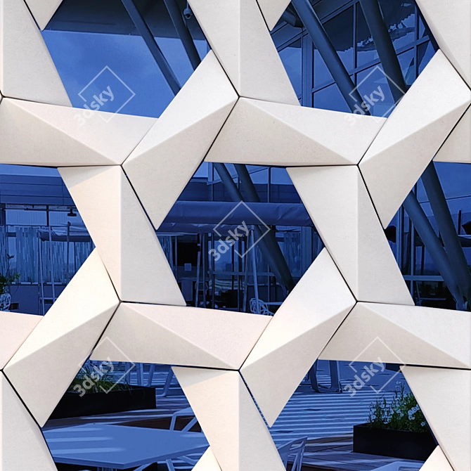 Reflective GRC Stars Facade Panels 3D model image 4