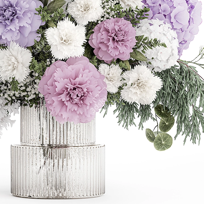 Spring Blossom Glass Vase Bouquet 3D model image 3