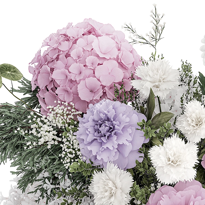 Spring Blossom Glass Vase Bouquet 3D model image 5