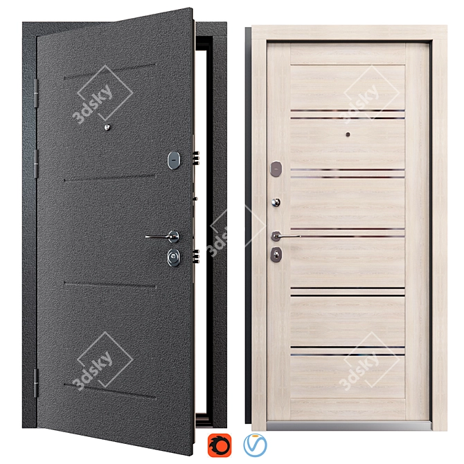 Elporta Metal Entry Door 900x2050 mm 3D model image 1
