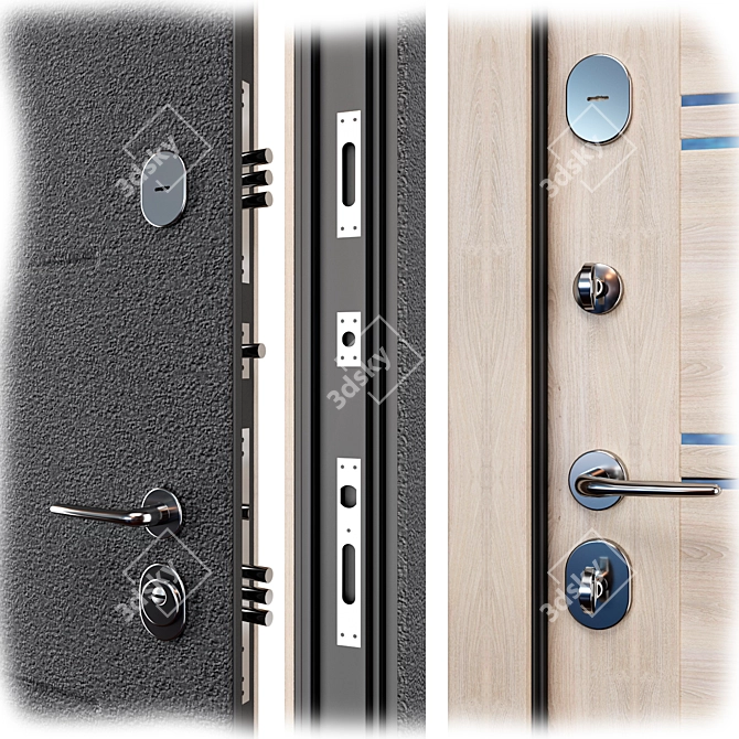 Elporta Metal Entry Door 900x2050 mm 3D model image 2