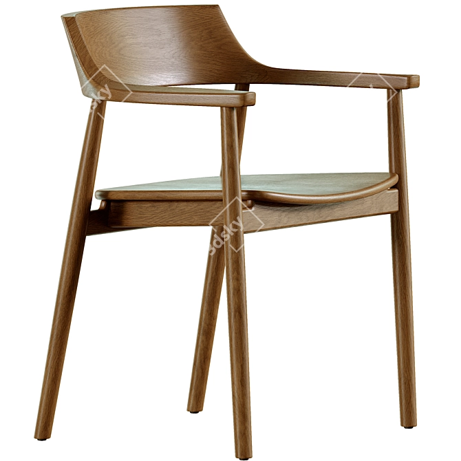 Modern Solid Oak Chair 76cm 3D model image 1