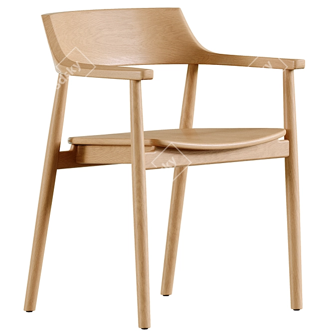 Modern Solid Oak Chair 76cm 3D model image 2