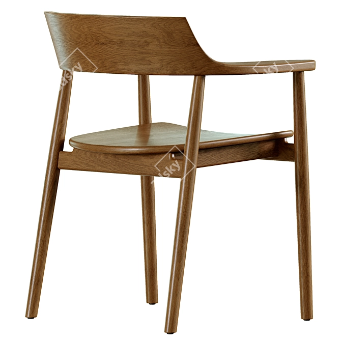 Modern Solid Oak Chair 76cm 3D model image 4