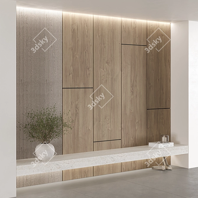 Modern Entryway Furniture Set Japandi 3D model image 1