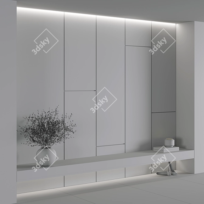 Modern Entryway Furniture Set Japandi 3D model image 6