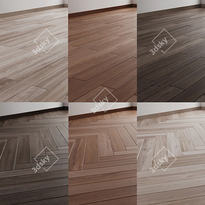 Customizable Oak Parquet Floor Tiles 3D model image 1