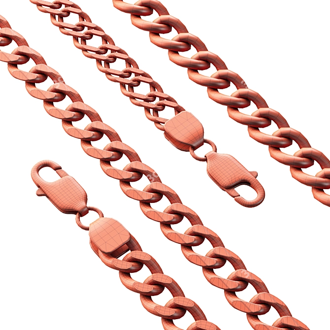 Luxury Metal Chain with Carabiner 3D model image 9