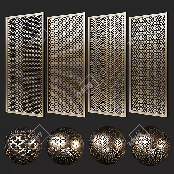 Adjustable Decorative Grilles Set 3D model image 4