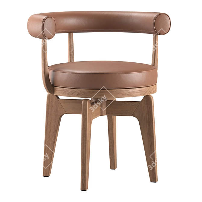 Elegant Oak Indochine Chair 3D model image 1