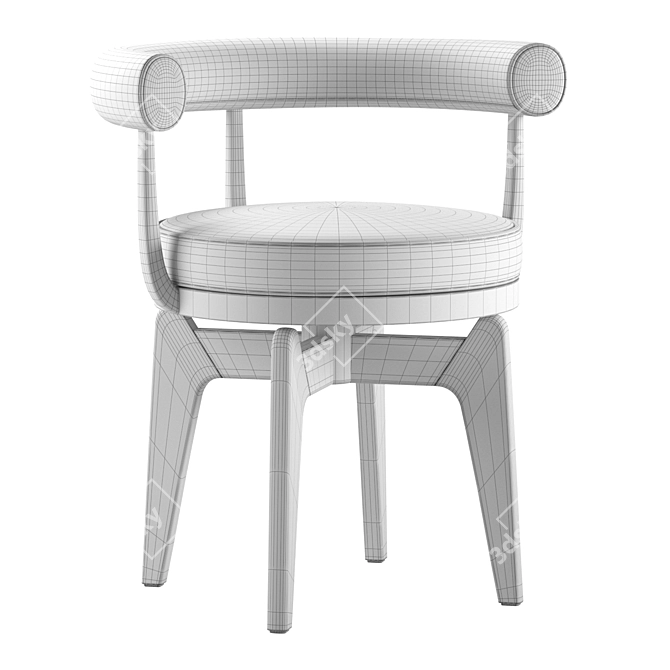 Elegant Oak Indochine Chair 3D model image 4