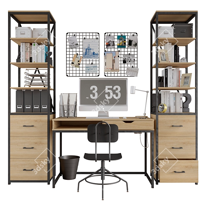 Modern Loft Office Set 3D model image 2