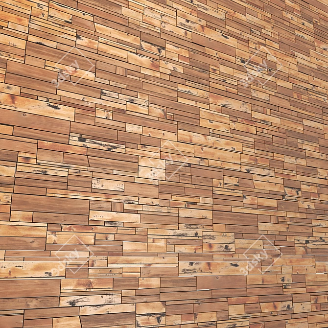 Wood Panel Textured 3D Model 3D model image 1