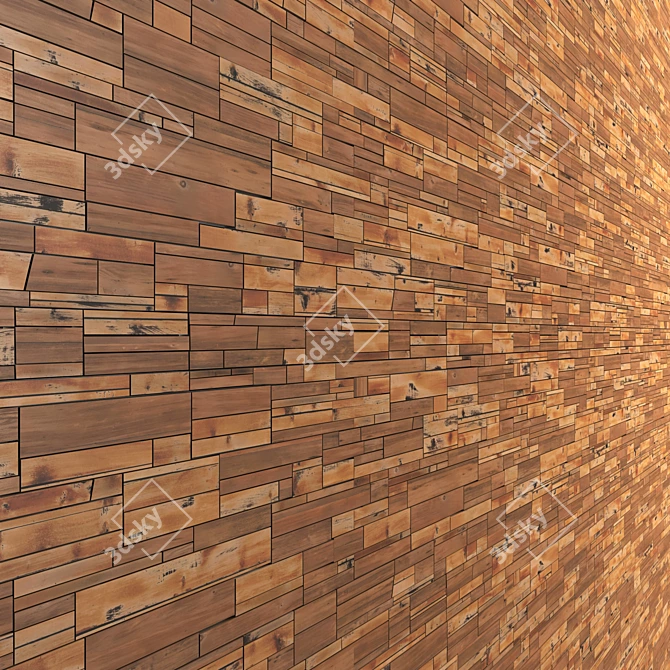 Wood Panel Textured 3D Model 3D model image 2