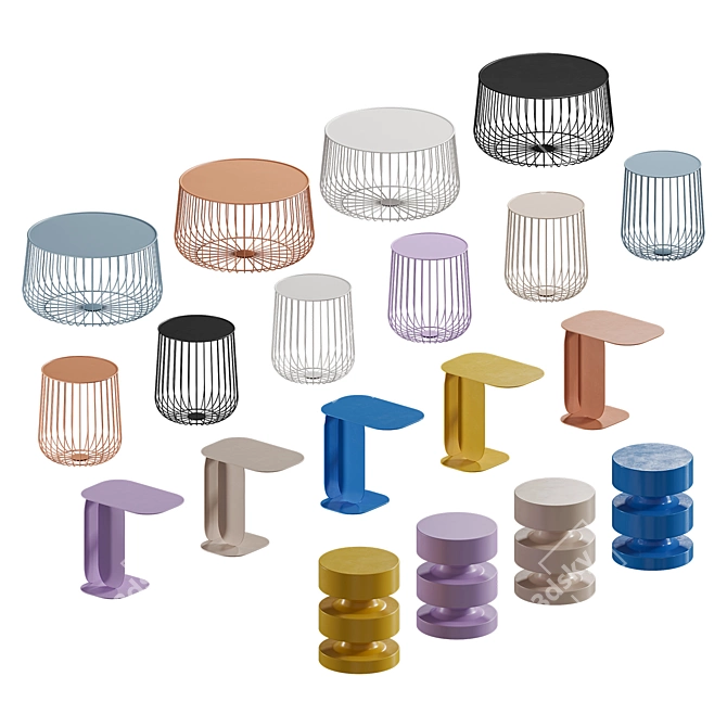 Scandinavian Coffee Tables Set 3D model image 2