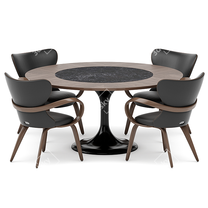 Apriori Dining Set in Nero Greco 3D model image 1