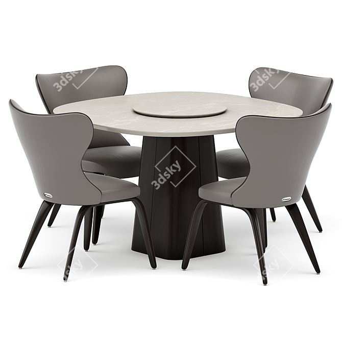 Elegance Dining Set with Apriori M Chairs 3D model image 1