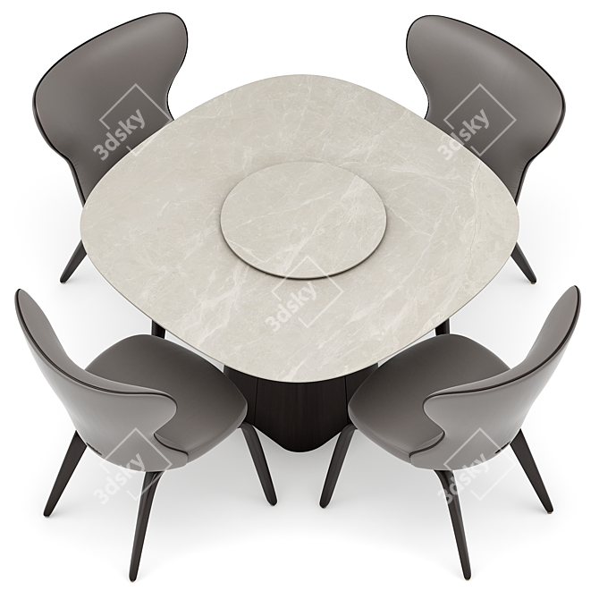 Elegance Dining Set with Apriori M Chairs 3D model image 2