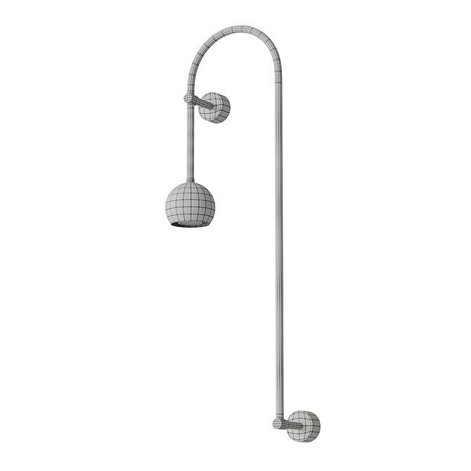 Modern Black Brass Wall Lamp 3D model image 3