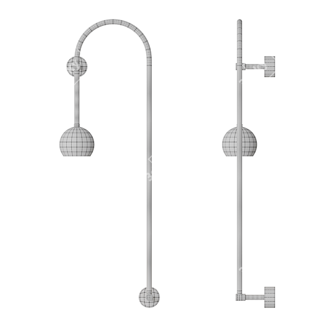 Modern Black Brass Wall Lamp 3D model image 4