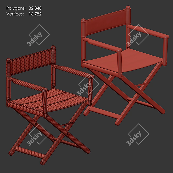 KRISTALIA STRIA Director's Chair Folding 3D model image 6