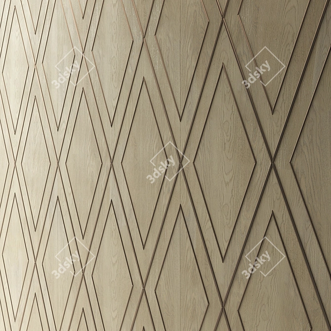 Handcrafted Oak Wall Panels 3D model image 3