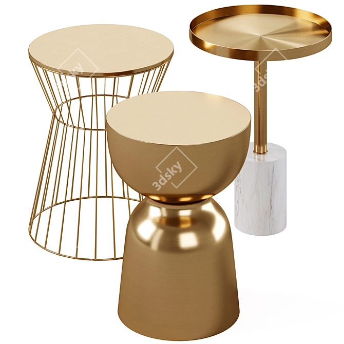 Elegant Metal and Marble Tables 3D model image 4