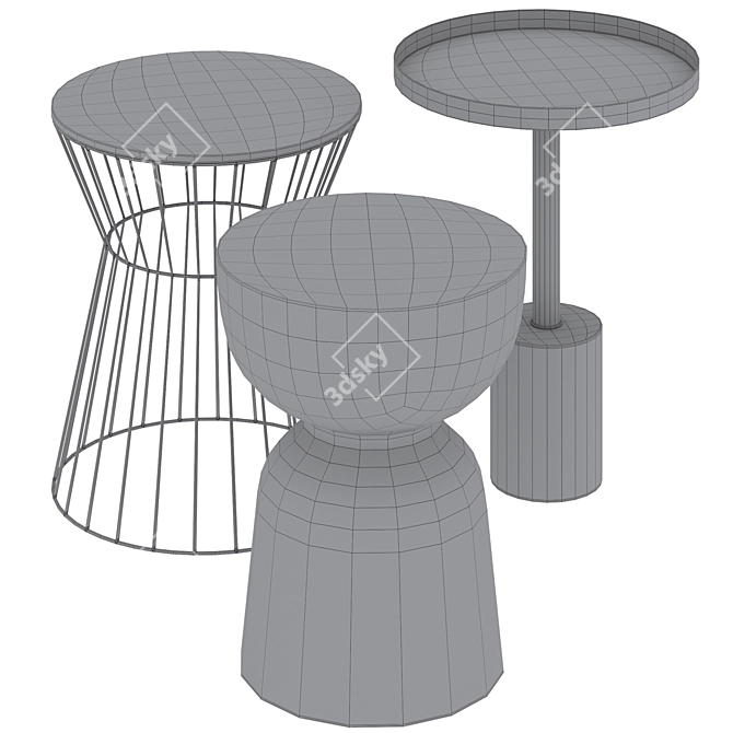 Elegant Metal and Marble Tables 3D model image 5