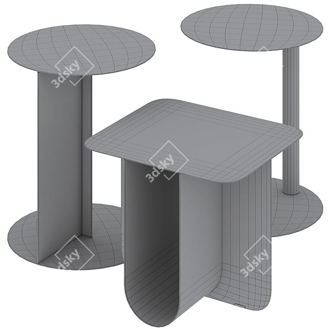 Stylish Steel Side Tables Set 3D model image 6