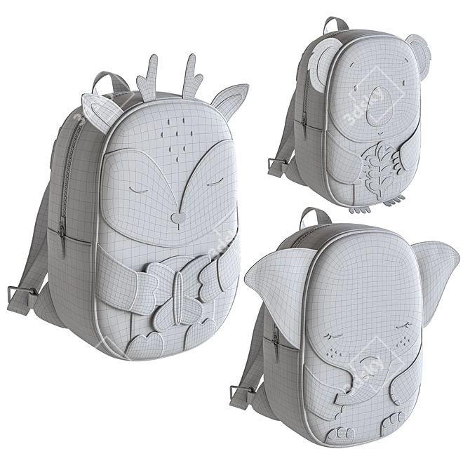 Children's Animal Backpack Set 3D model image 5