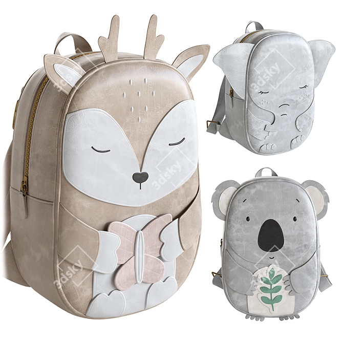 Children's Animal Backpack Set 3D model image 7