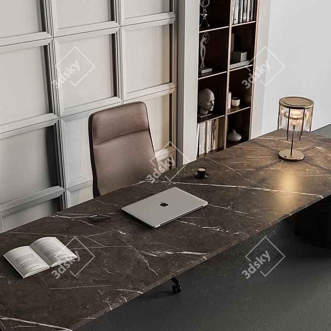 Executive Office Desk - Modern Design 3D model image 2
