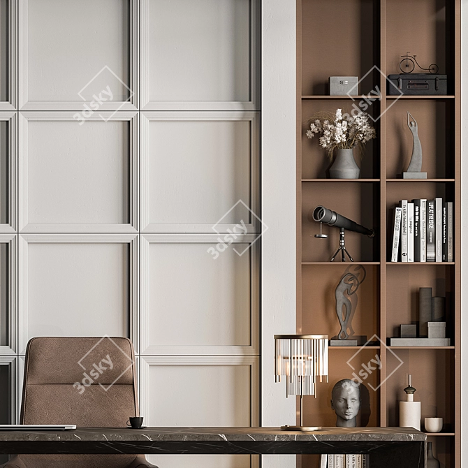 Executive Office Desk - Modern Design 3D model image 5
