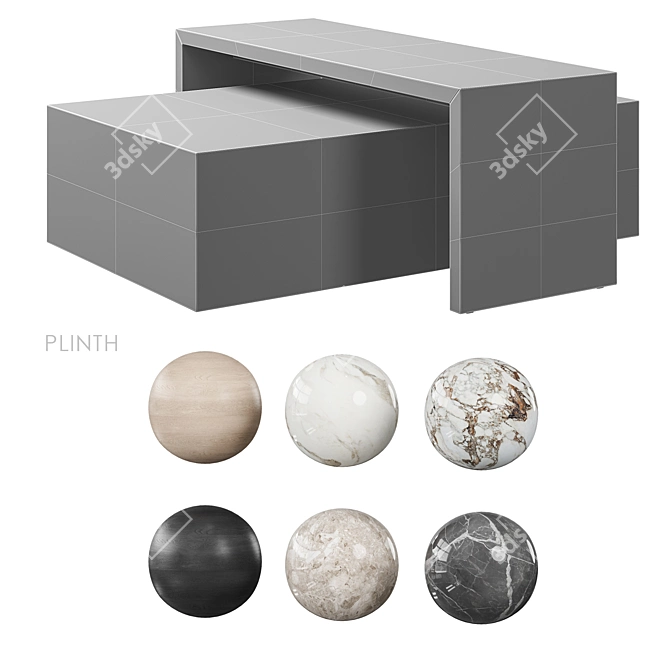 Minimalist Marble Wood Table 3D model image 5