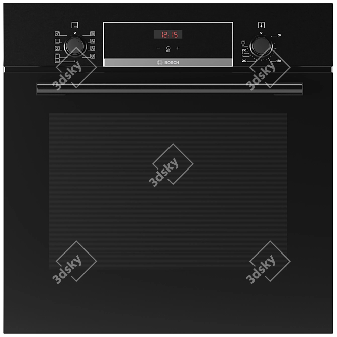 Bosch Electric Oven in Black & White 3D model image 2