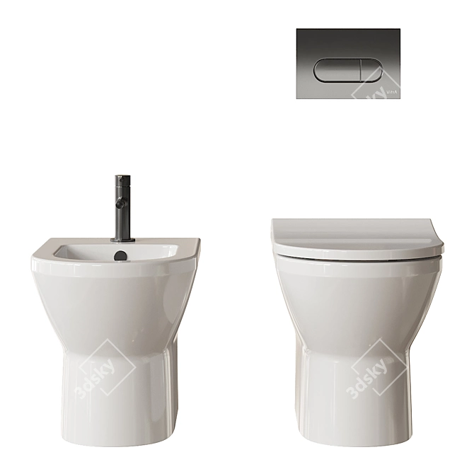 Integra Ceramic Bathroom WC Set 3D model image 3