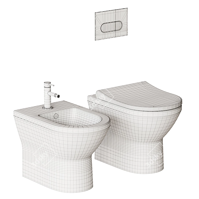 Integra Ceramic Bathroom WC Set 3D model image 5