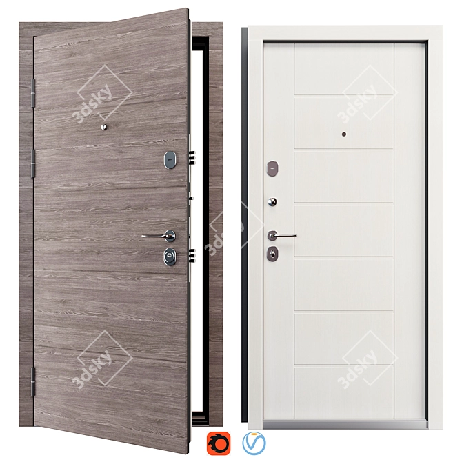 Munich Metal Entry Door 3D model image 1
