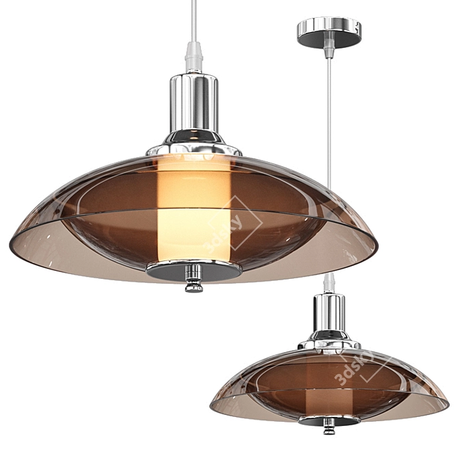 Modern Chrome Saucer Pendant Light 3D model image 1