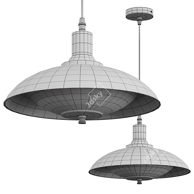 Modern Chrome Saucer Pendant Light 3D model image 2