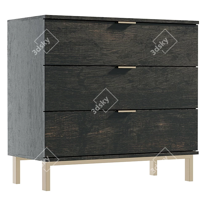 UV-Textured 3-Drawer Dresser Model 3D model image 1