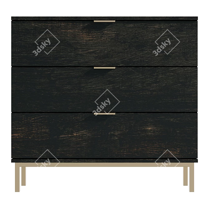 UV-Textured 3-Drawer Dresser Model 3D model image 2