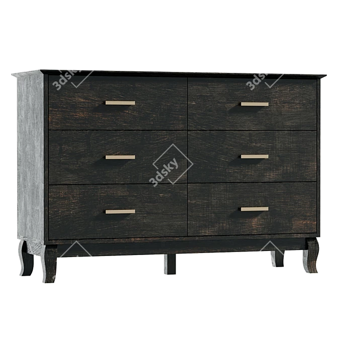 Ingvar 6-Drawer Dresser with UV-Textured Finish 3D model image 1