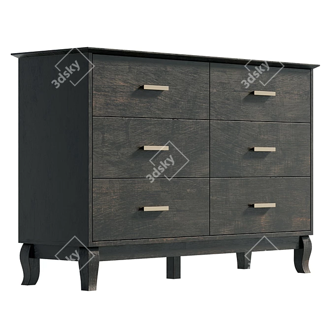 Ingvar 6-Drawer Dresser with UV-Textured Finish 3D model image 4