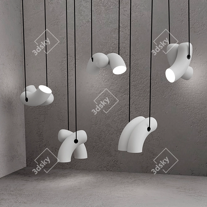 Sleek Hyphen Pendant Lighting 3D model image 2