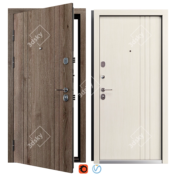 Double Lock Metal Door Hanover 3D model image 1