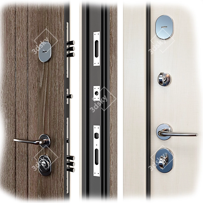 Double Lock Metal Door Hanover 3D model image 2