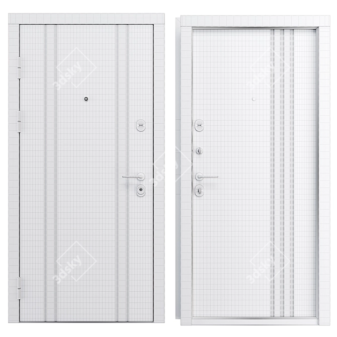 Double Lock Metal Door Hanover 3D model image 4
